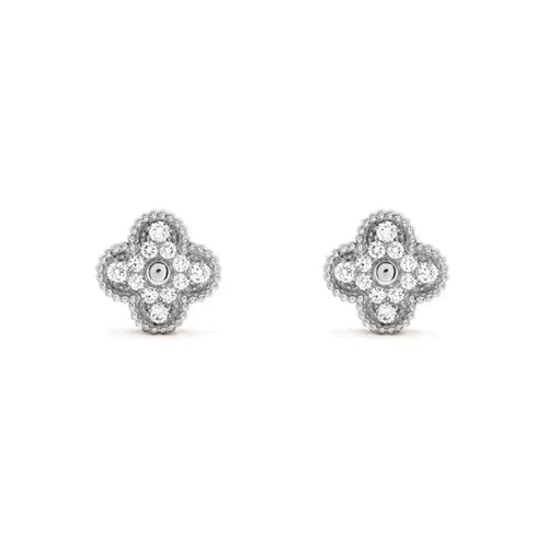 [Clover]CLOVER 1 MOTIFS DIAMOND STUD EARRINGS SILVER