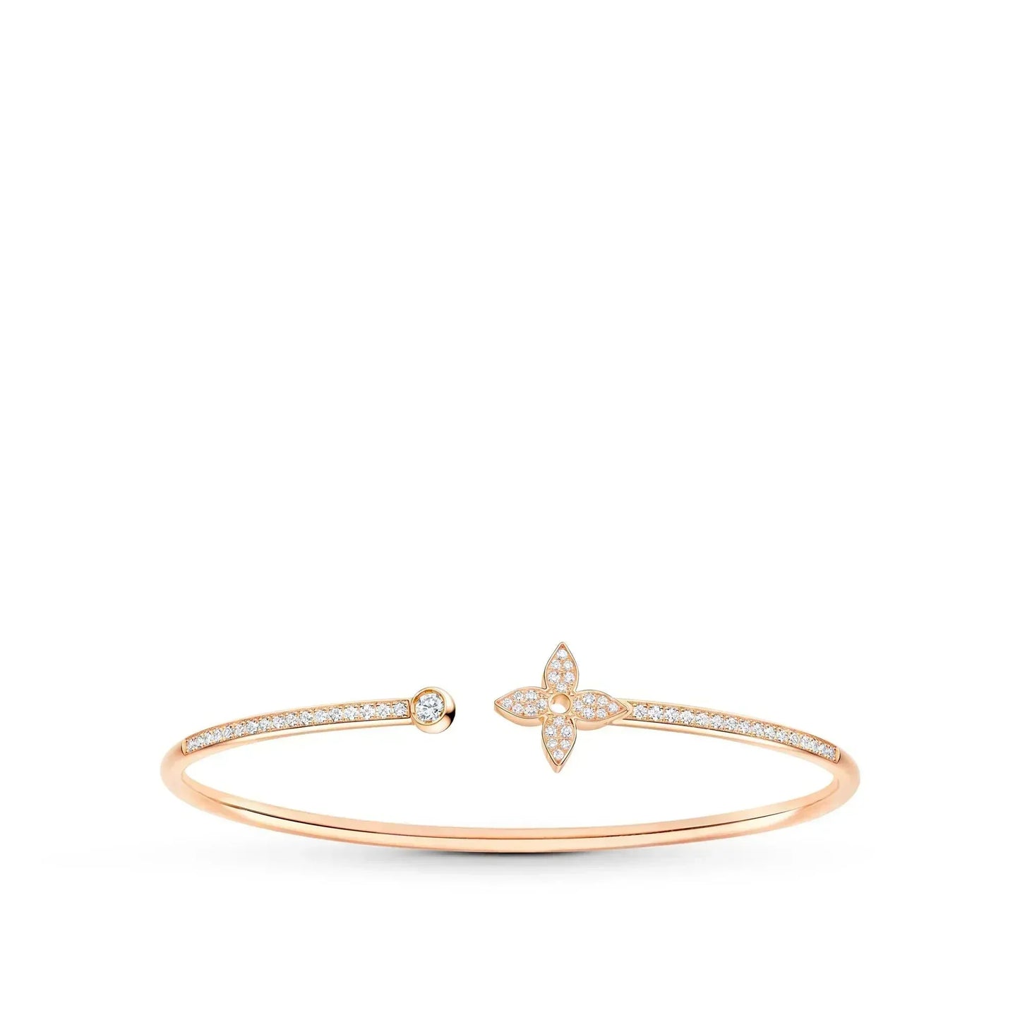 [Clover]IDYLLE PINK GOLD OPEN BRACELET DIAMOND PAVED