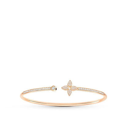 [Clover]IDYLLE PINK GOLD OPEN BRACELET DIAMOND PAVED