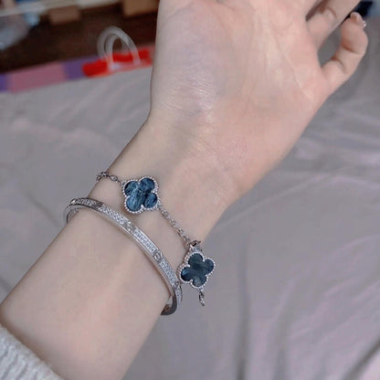[Clover]CLOVER 5 MOTIF PIETERSITE SILVER BRACELET