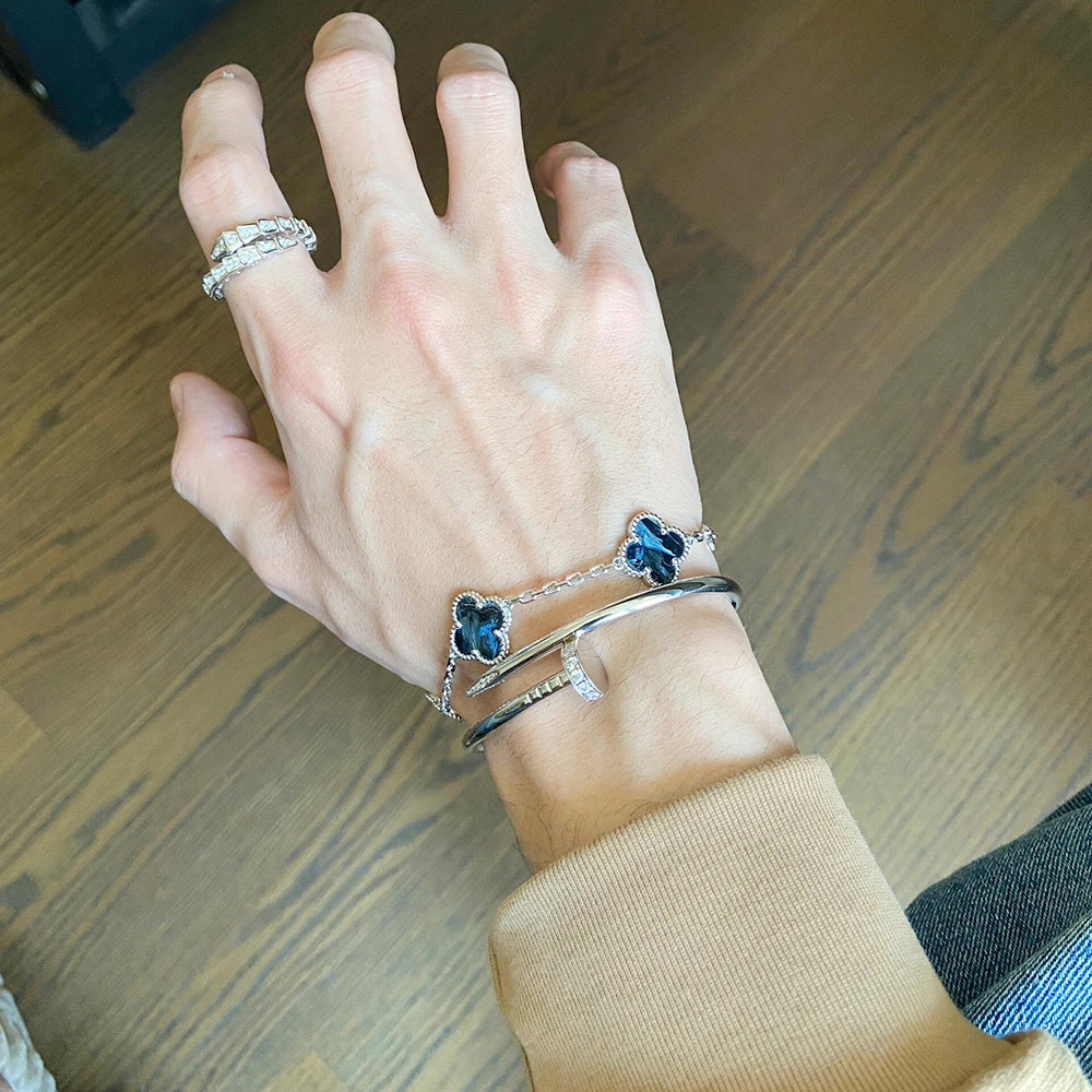 [Clover]CLOVER 5 MOTIF PIETERSITE SILVER BRACELET