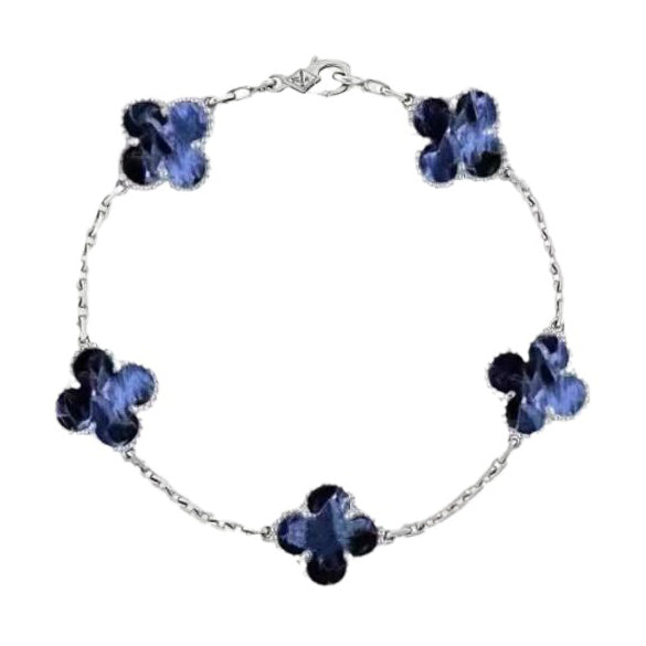 [Clover]CLOVER 5 MOTIF PIETERSITE SILVER BRACELET
