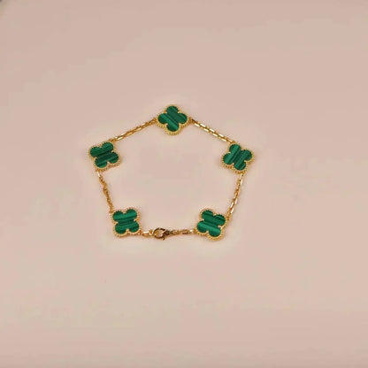 [Clover]CLOVER 5 MOTIFS MALACHITE BRACELET