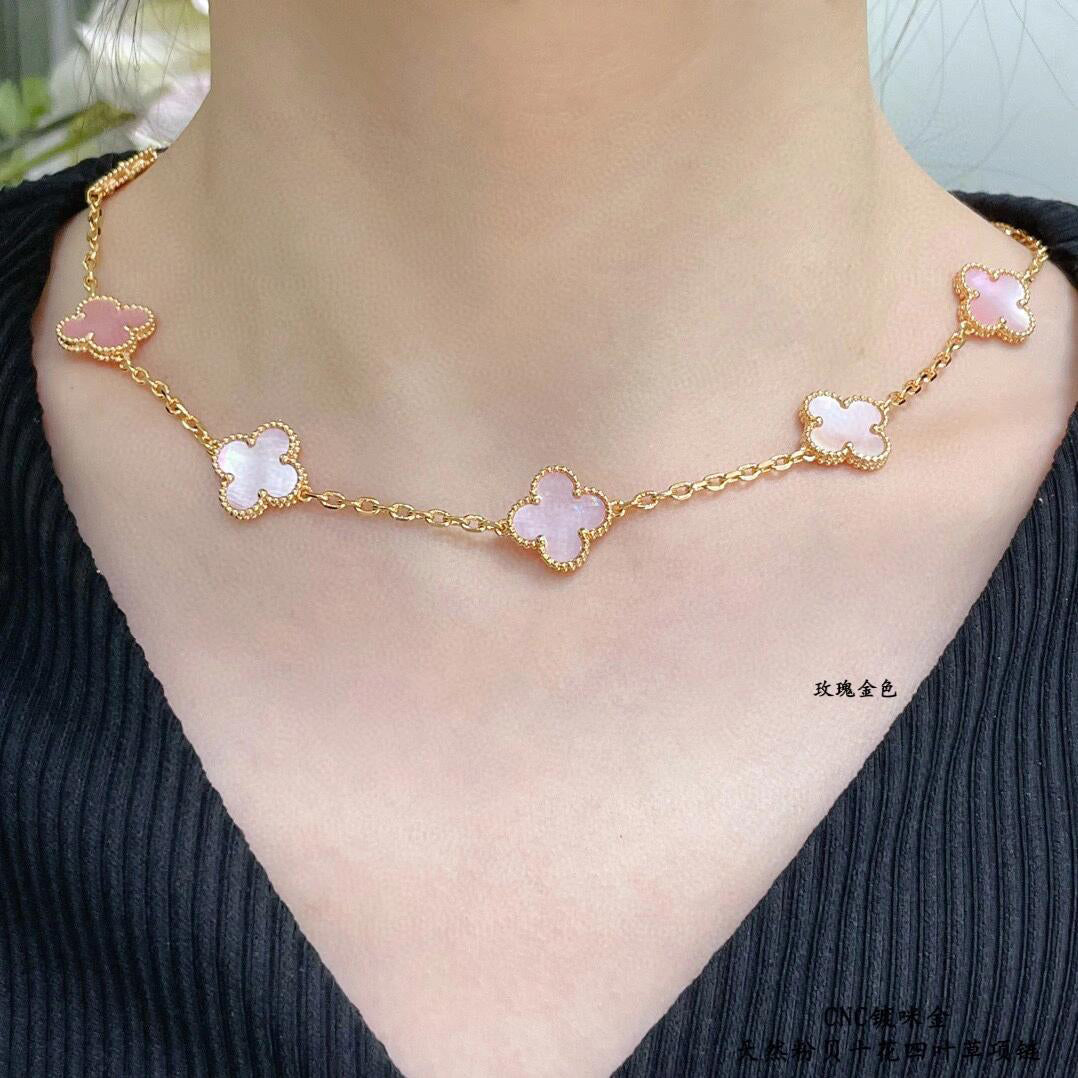 [Clover]CLOVER 10 MOTIFS PINK MOP NECKLACE