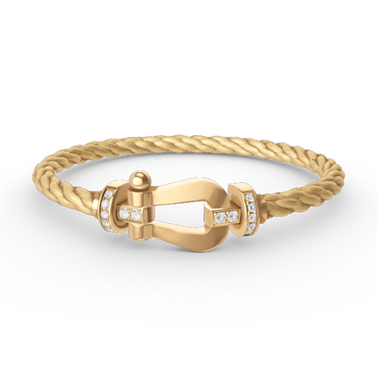 [Clover]FORCE LARGE HORSESHOE HALF DIAMOND BRACELET GOLD
