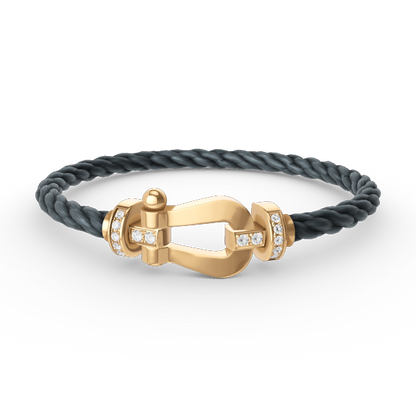 [Clover]FORCE LARGE HORSESHOE HALF DIAMOND BRACELET GOLD
