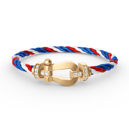 [Clover]FORCE LARGE HORSESHOE HALF DIAMOND BRACELET GOLD