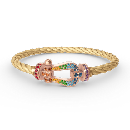 [Clover]FORCE LARGE HORSESHOE  COLORED DIAMOND BRACELET ROSE GOLD