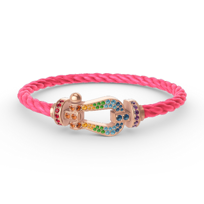 [Clover]FORCE LARGE HORSESHOE  COLORED DIAMOND BRACELET ROSE GOLD
