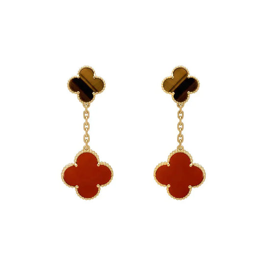 [Clover]CLOVER  2 MOTIF  TIGER EYE CARNELIAN EARRINGS