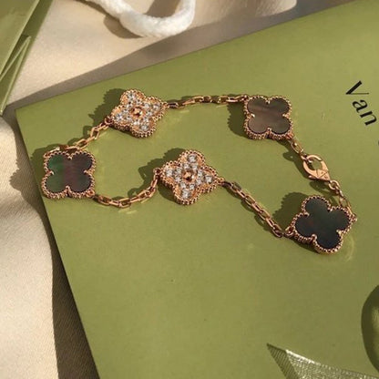 [Clover]CLOVER 5 MOTIF GRAY MOP DIAMOND BRACELET