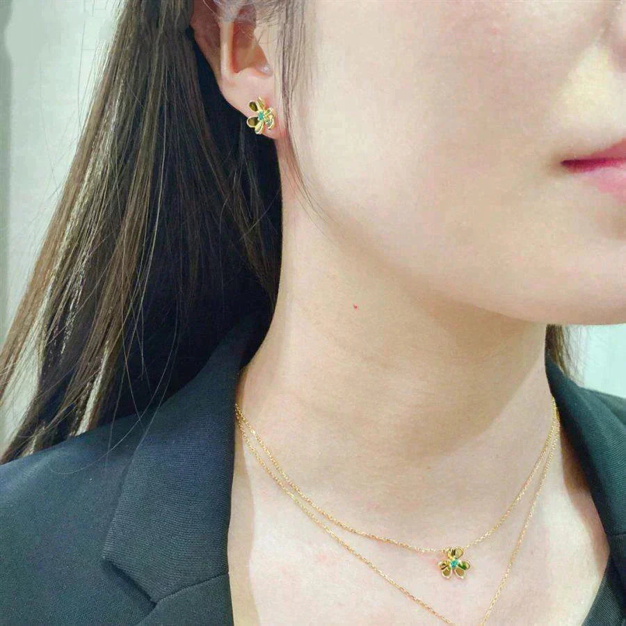 [Clover]FRIVOLE  FLOWER MALACHITE EARRINGS