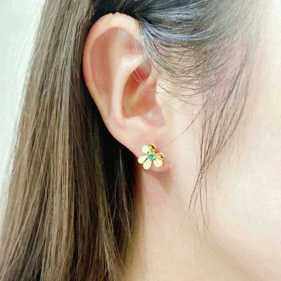 [Clover]FRIVOLE  FLOWER MALACHITE EARRINGS