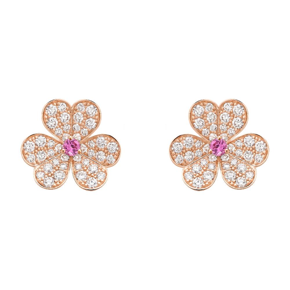 [Clover]FRIVOLE PINK GOLD FLOWER DIAMOND EARRINGS