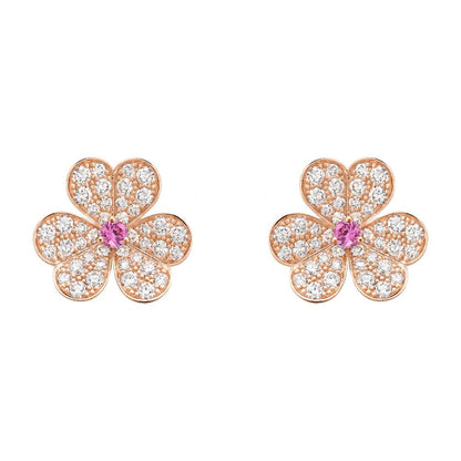 [Clover]FRIVOLE PINK GOLD FLOWER DIAMOND EARRINGS