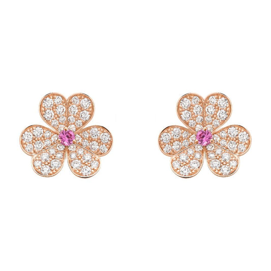 [Clover]FRIVOLE PINK GOLD FLOWER DIAMOND EARRINGS