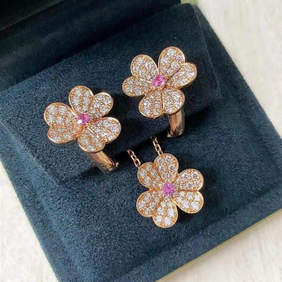 [Clover]FRIVOLE ROSE GOLD FLOWER DIAMOND NECKLACE