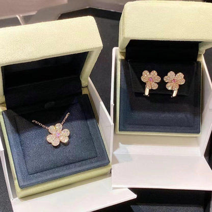 [Clover]FRIVOLE PINK GOLD FLOWER DIAMOND EARRINGS