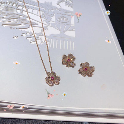 [Clover]FRIVOLE PINK GOLD FLOWER DIAMOND EARRINGS