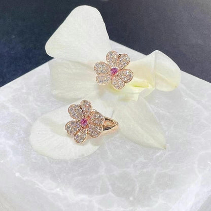 [Clover]FRIVOLE PINK GOLD FLOWER DIAMOND EARRINGS