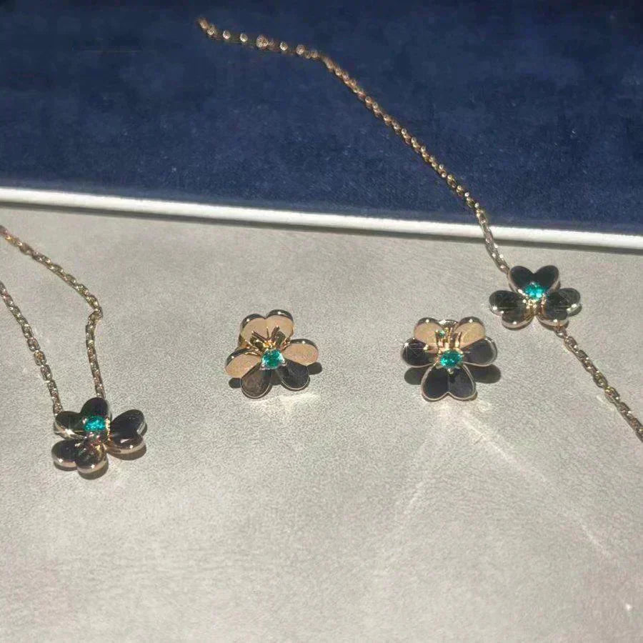 [Clover]FRIVOLE  FLOWER MALACHITE EARRINGS