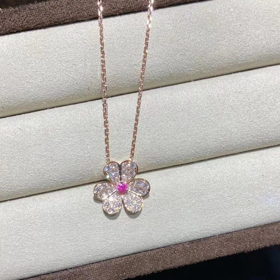 [Clover]FRIVOLE ROSE GOLD FLOWER DIAMOND NECKLACE