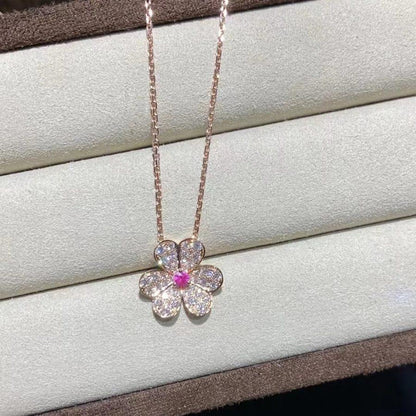[Clover]FRIVOLE ROSE GOLD FLOWER DIAMOND NECKLACE