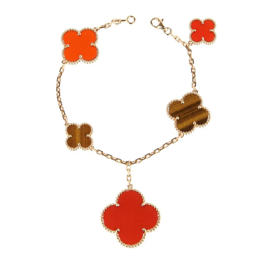 [Clover]CLOVER BRACELET 5 MOTIFS CARNELIAN TIGER EYE