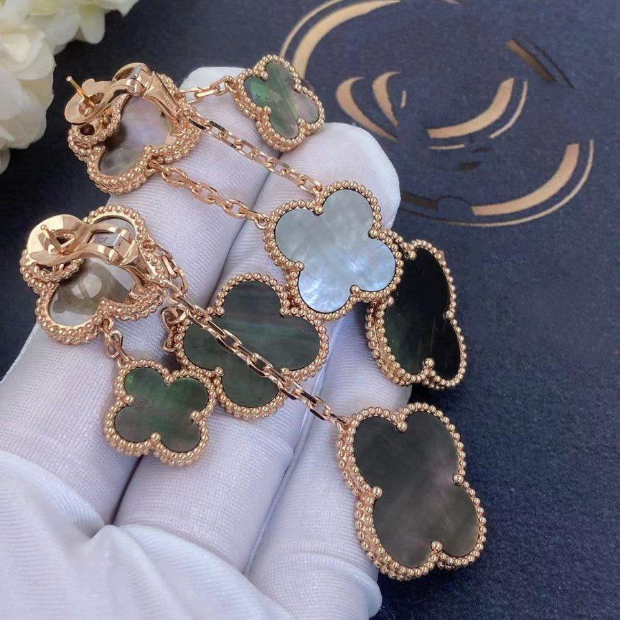 [Clover]CLOVER EARRINGS DARK MOP 4 MOTIFS ROSE GOLD