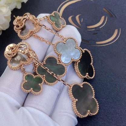 [Clover]CLOVER EARRINGS DARK MOP 4 MOTIFS ROSE GOLD