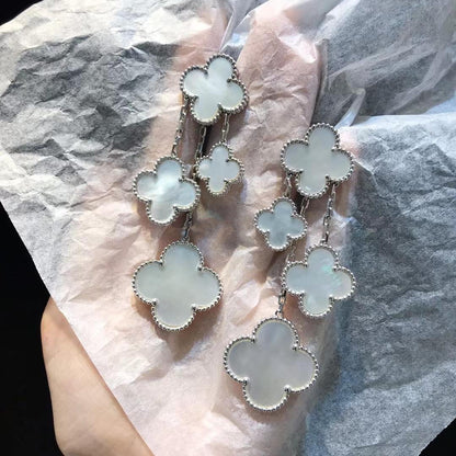 [Clover]CLOVER EARRINGS WHITE MOP 4 MOTIFS SILVER