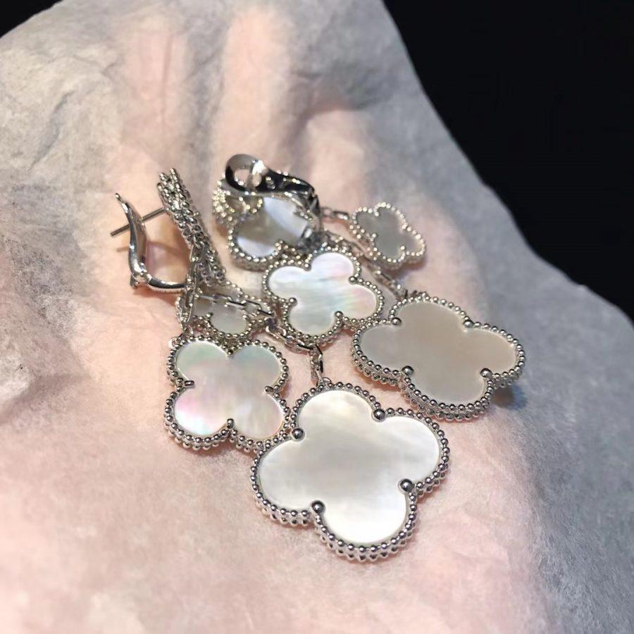 [Clover]CLOVER EARRINGS WHITE MOP 4 MOTIFS SILVER