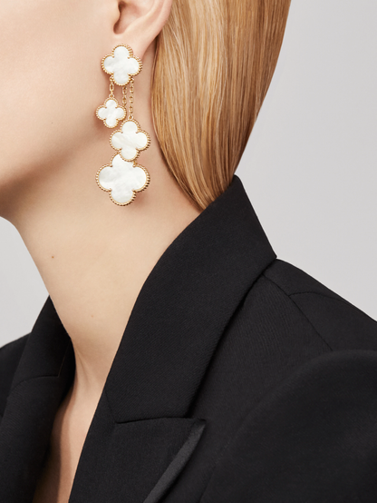 [Clover]CLOVER EARRINGS WHITE MOP 4 MOTIFS GOLD