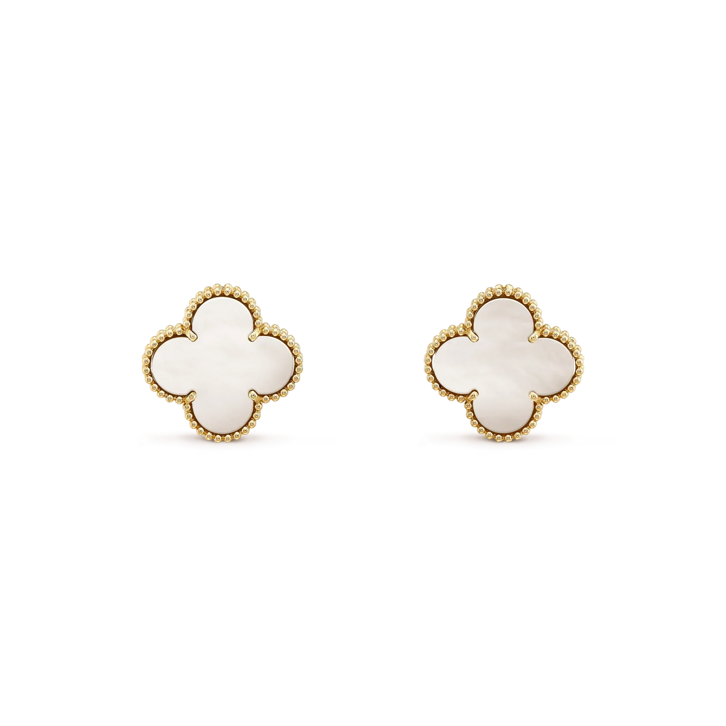[Clover]CLOVER MEDIUM 1 MOTIFS  WHITE MOP STUD EARRINGS