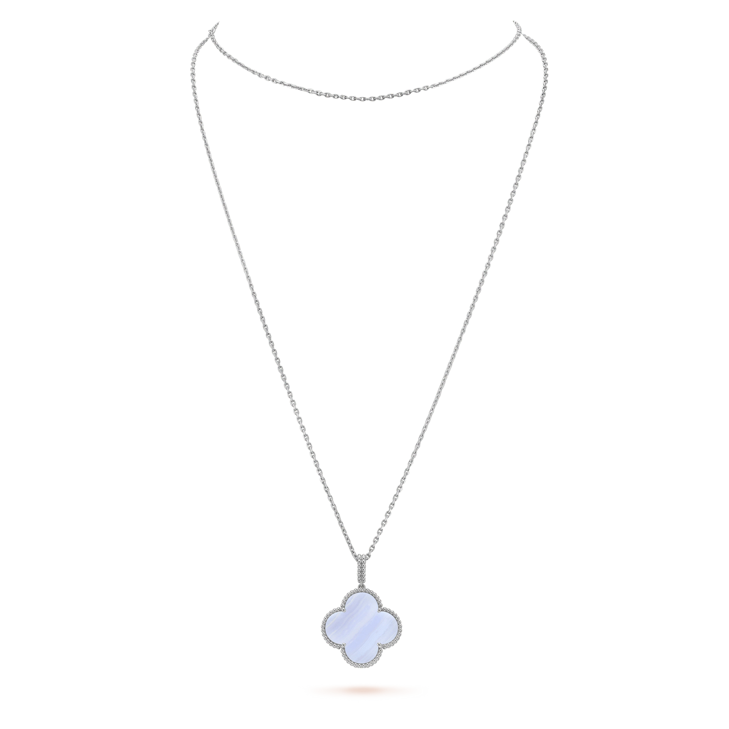 [Clover]CLOVER SILVER CHALCEDONY BIG CLOVER NECKLACE