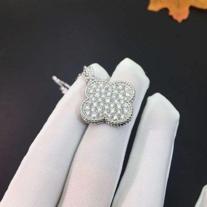 [Clover]CLOVER 25MM SILVER FULL DIAMOND BIG CLOVER NECKLACE