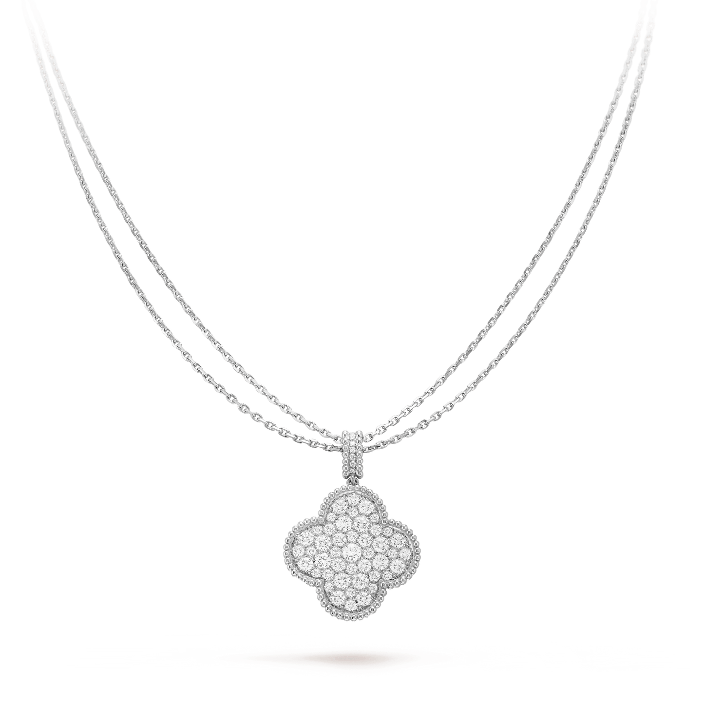 [Clover]CLOVER 25MM SILVER FULL DIAMOND BIG CLOVER NECKLACE