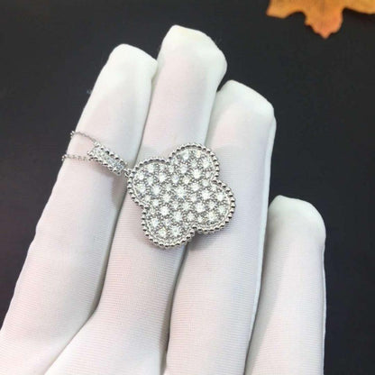 [Clover]CLOVER 25MM SILVER FULL DIAMOND BIG CLOVER NECKLACE