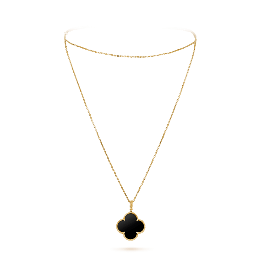 [Clover]CLOVER 25MM GOLD ONYX BIG CLOVER NECKLACE
