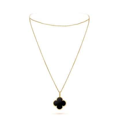 [Clover]CLOVER 25MM GOLD ONYX BIG CLOVER NECKLACE