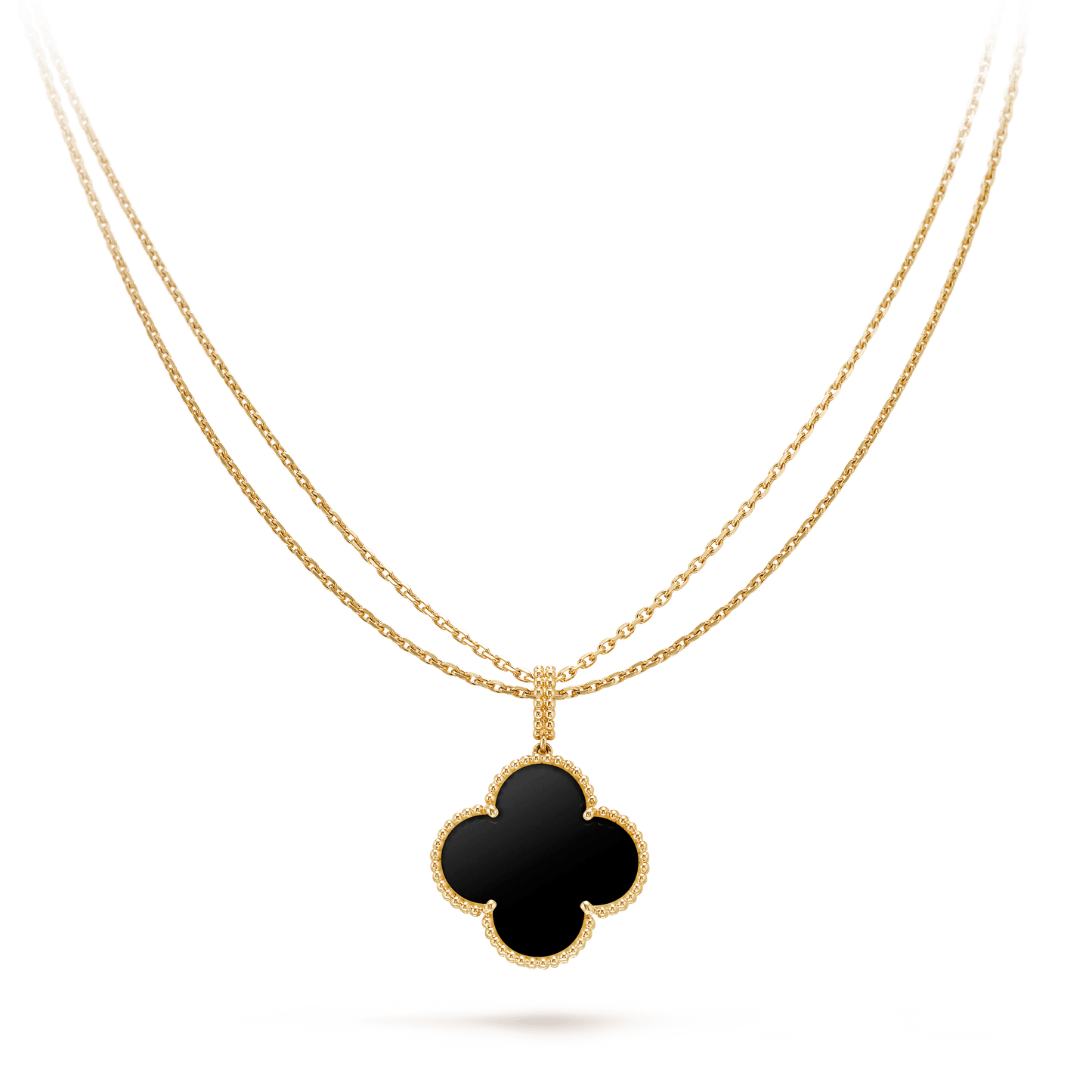 [Clover]CLOVER 25MM GOLD ONYX BIG CLOVER NECKLACE