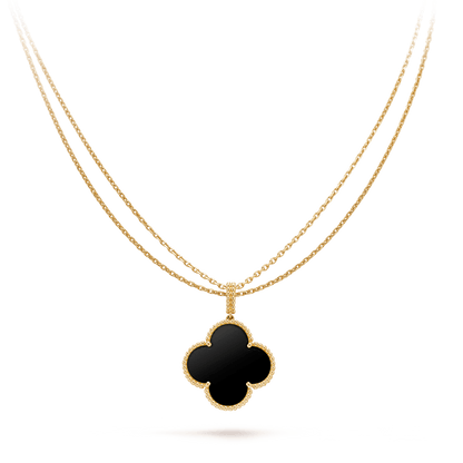 [Clover]CLOVER 25MM GOLD ONYX BIG CLOVER NECKLACE