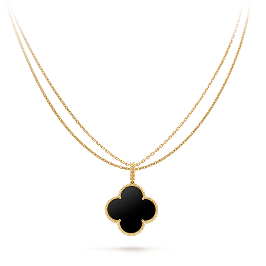 [Clover]CLOVER 25MM GOLD ONYX BIG CLOVER NECKLACE