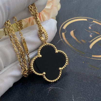 [Clover]CLOVER 25MM GOLD ONYX BIG CLOVER NECKLACE