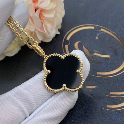[Clover]CLOVER 25MM GOLD ONYX BIG CLOVER NECKLACE