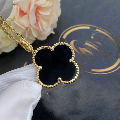 [Clover]CLOVER 25MM GOLD ONYX BIG CLOVER NECKLACE