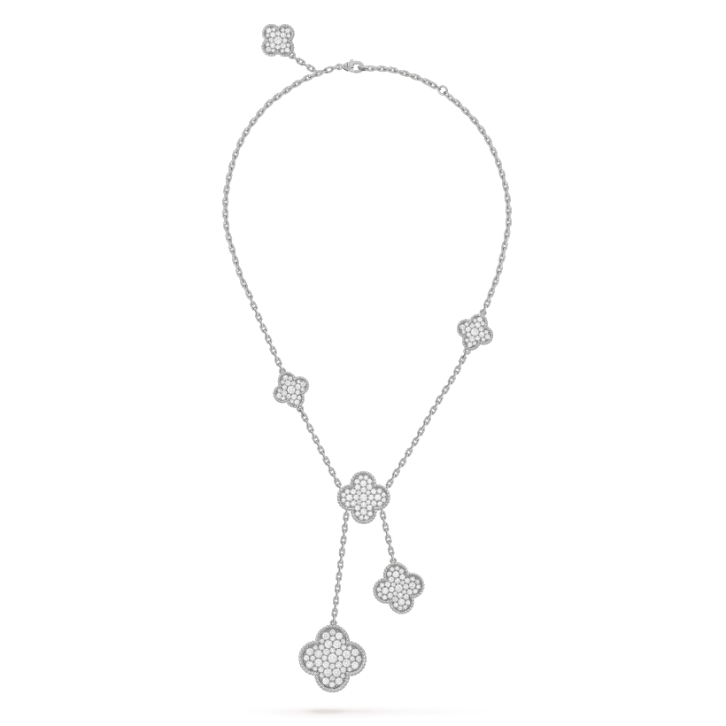 [Clover]CLOVER 5 MOTIFS SILVER DIAMONDS NECKLACE