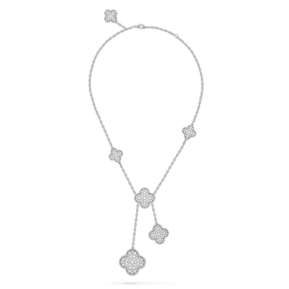 [Clover]CLOVER 5 MOTIFS SILVER DIAMONDS NECKLACE