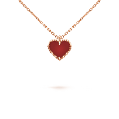 [Clover]SWEET CLOVER CARNELIAN HEART NECKLACE