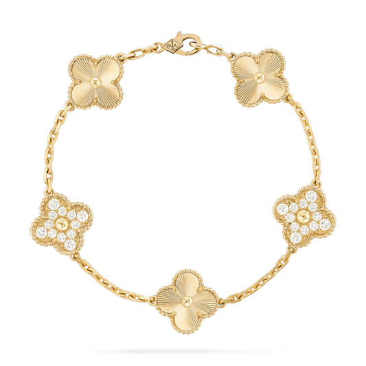 [Clover]CLOVER BRACELET 5 MOTIFS GOLD DIAMOND